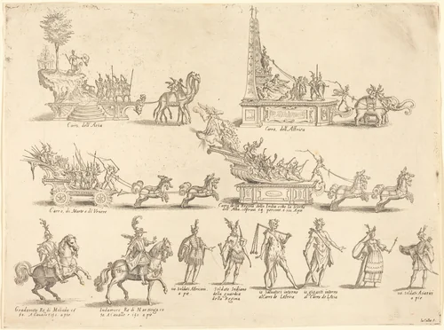Floats and Participants by Jacques Callot, print, 1616