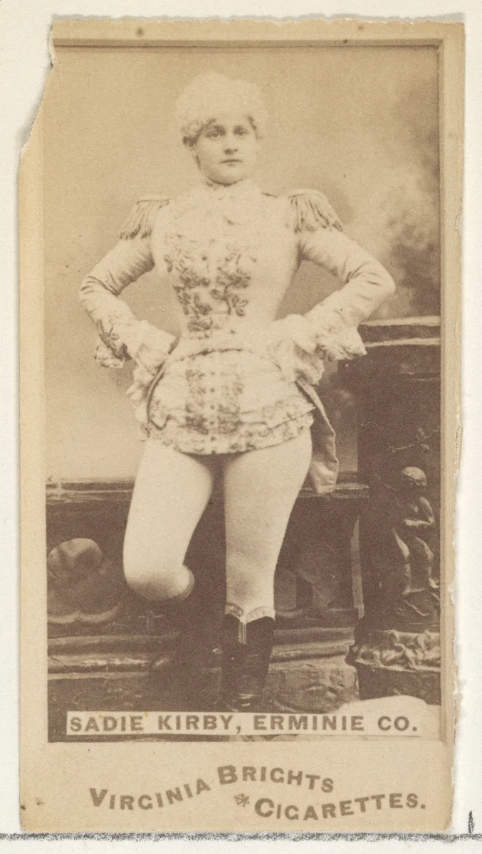 Sadie Kirby, Erminie Co., from the Actors and Actresses series (N45, Type 1) for Virginia Brights Cigarettes by Allen & Ginter, photograph, 1885-1891