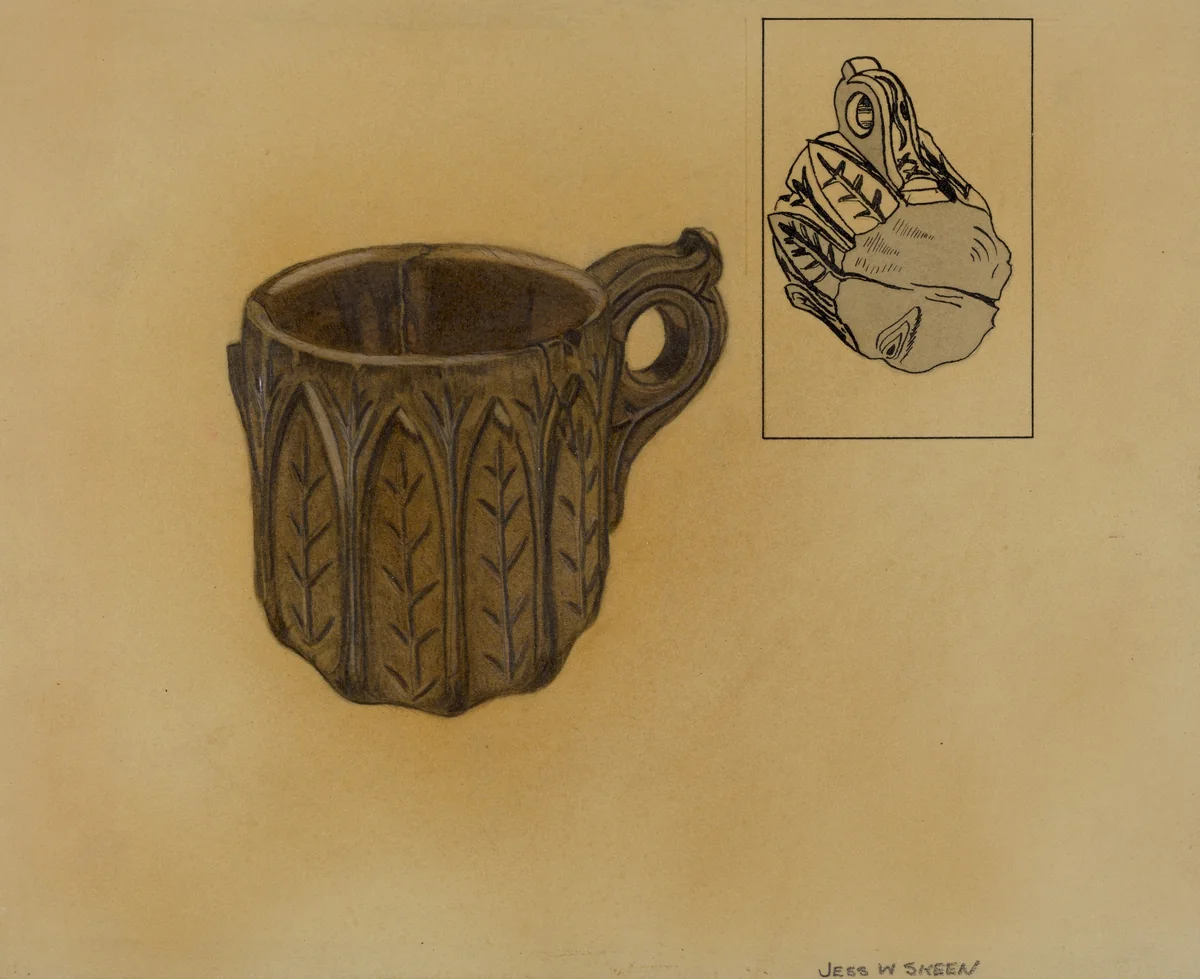 Wooden Shaving Mug by Jesse W. Skeen, index of american design, 1936