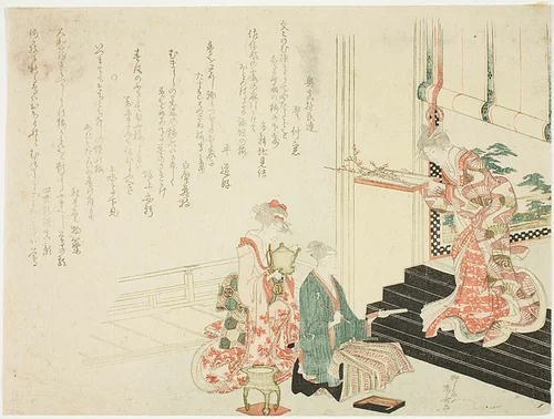 Literati Painting the Plum Flowers by Ryuryukyo Shinsai, print, 1764-1820