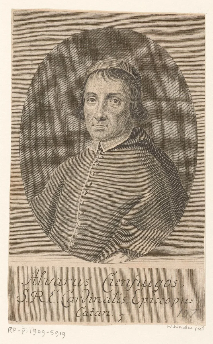 Portret van Alvaro Cienfuegos by Johann Martin Bernigeroth, print, 1725