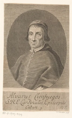Portret van Alvaro Cienfuegos by Johann Martin Bernigeroth, print, 1725