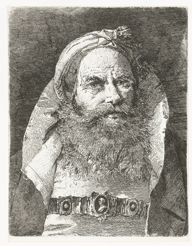 Man met kleine tulband by Giovanni Domenico Tiepolo, print, 1757-1758