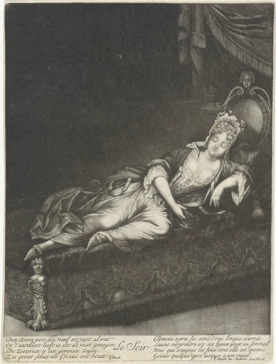 Avond by anonymous, print, 1680-1713