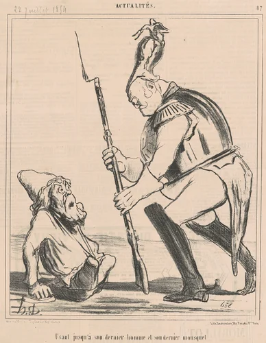 Usant jusqu'a son dernier homme ... by Honoré Daumier, print, 1854