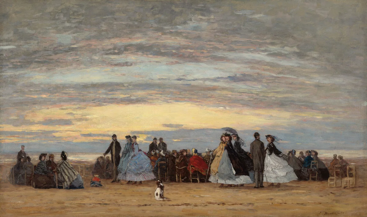 The Beach at Villerville by Eugène Boudin, painting, 1864