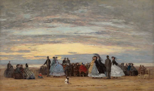 The Beach at Villerville by Eugène Boudin, painting, 1864