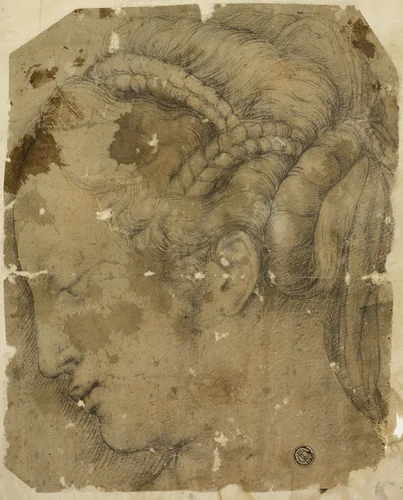 Female Head in Profile to Left by Giorgio Vasari, drawing, 1539-1543