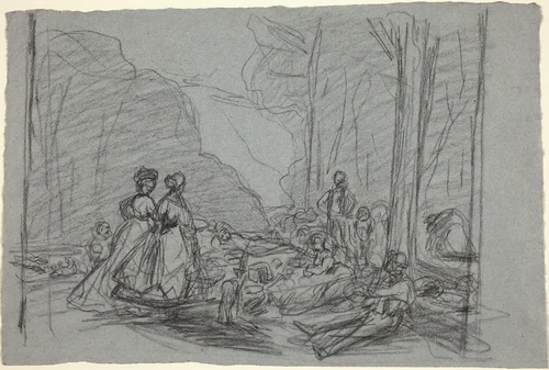 The Luncheon on the Grass by Claude Monet, drawing, 1865