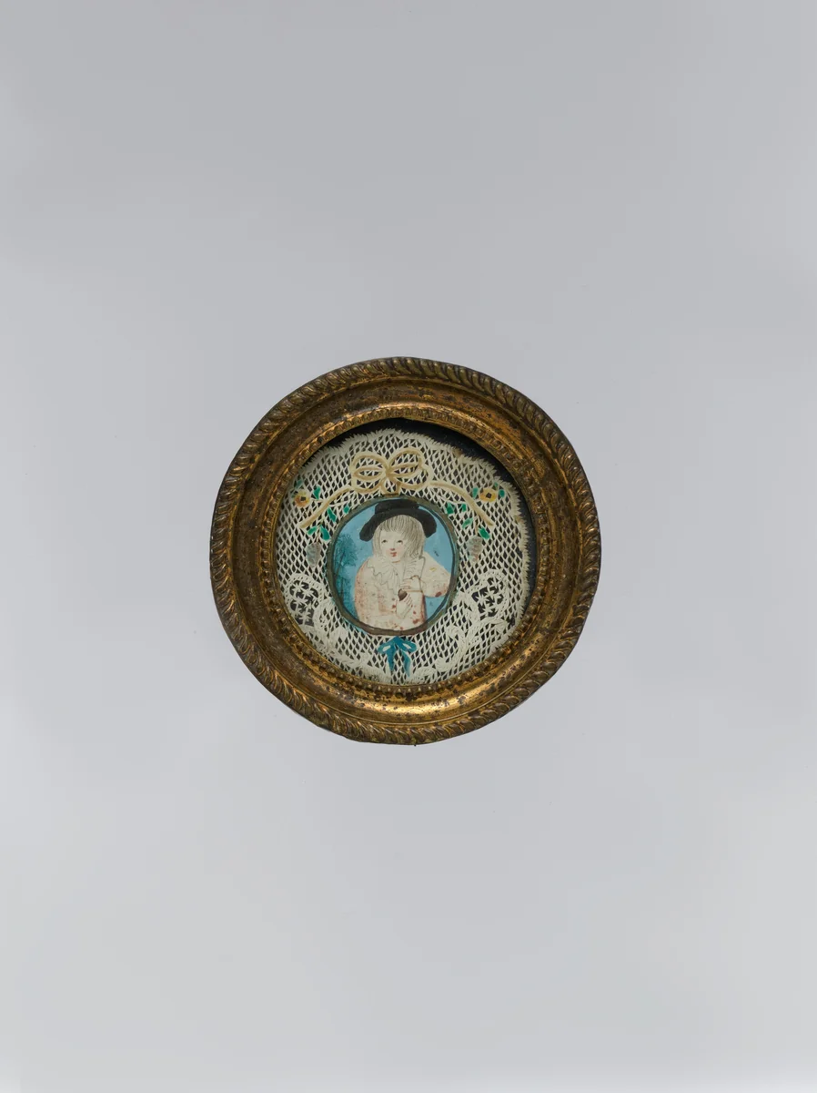 Small boy wearing a black hat holding a heart by anonymous, other, 1700-1800