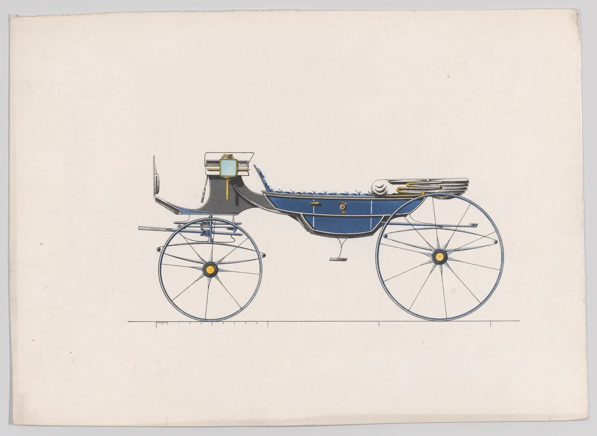 Design for Vis-A-Vis Carriage by anonymous, print, 1875-1885
