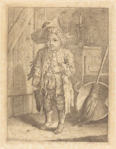 Poor Boy Showing His Navel by Daniel Nikolaus Chodowiecki, print, 1758