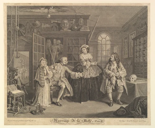 Marriage A-la-Mode, Plate III by Bernard Baron, print, 1745
