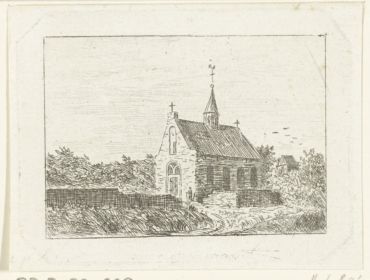 Gezicht op de kerk te Ubbergen bij Nijmegen by Ernst Willem Jan Bagelaar, print, 1798-1837