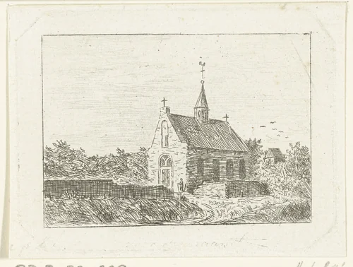 Gezicht op de kerk te Ubbergen bij Nijmegen by Ernst Willem Jan Bagelaar, print, 1798-1837