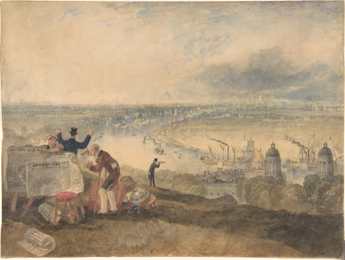 View of London from Greenwich by Joseph Turner, drawing, 1825