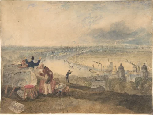 View of London from Greenwich by Joseph Turner, drawing, 1825