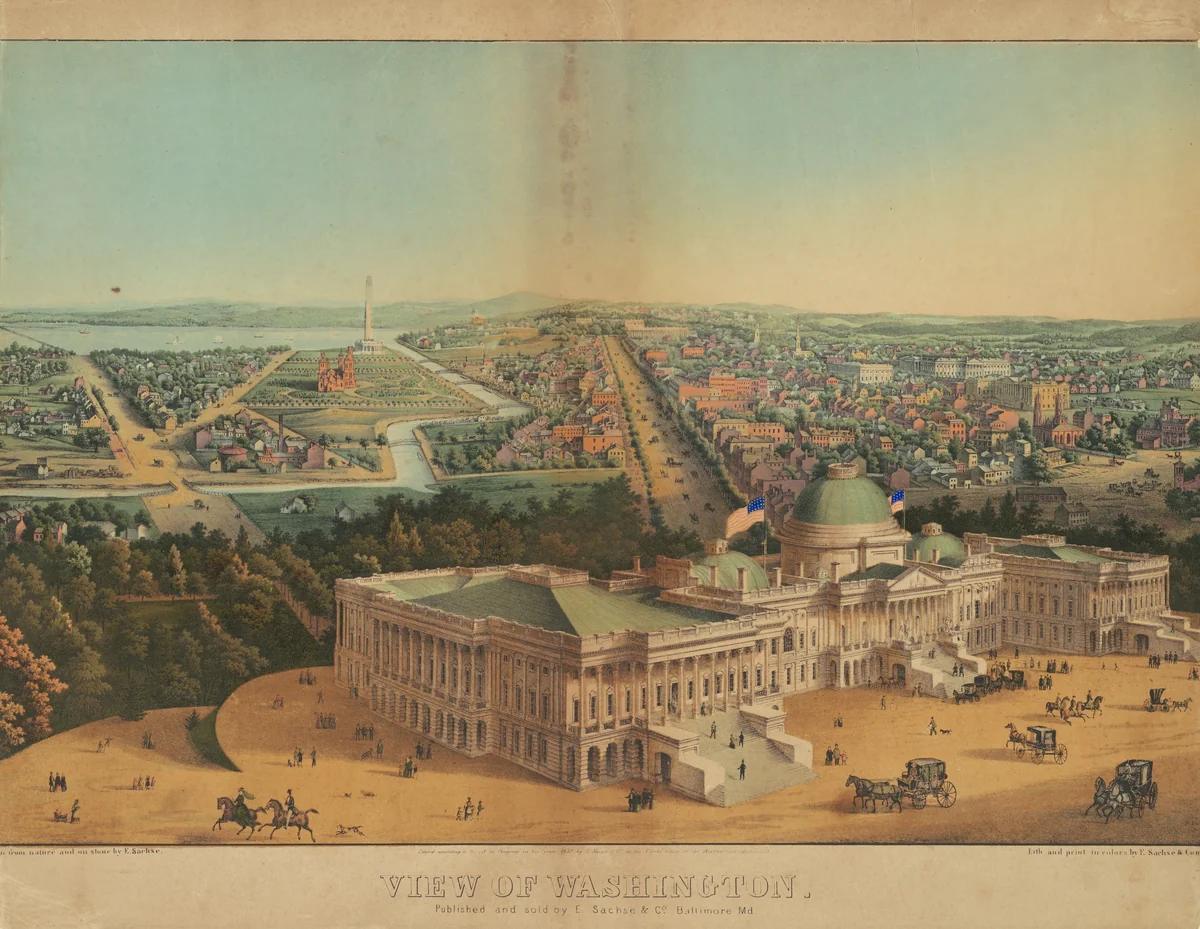 View of Washington by Edward Sachse, print, 1852