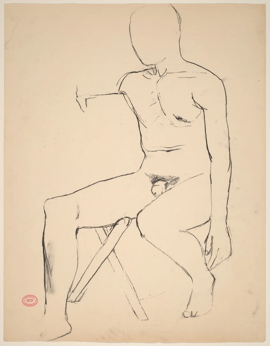 Untitled [seated male nude] by Richard Diebenkorn, drawing, 1955-1967
