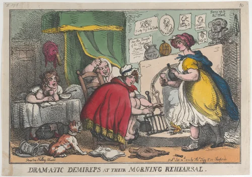 Dram-a-tic Demireps at their Morning Rehearsal by Thomas Rowlandson, print, 1810