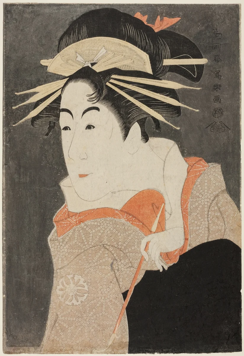 The actor Matsumoto Yonesaburo as Shinobu in the guise of the courtesan Kewaizaka no Shosho by Toshusai Sharaku (東洲斎 写楽), print, 1794