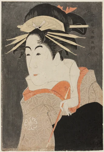 The actor Matsumoto Yonesaburo as Shinobu in the guise of the courtesan Kewaizaka no Shosho by Toshusai Sharaku (東洲斎 写楽), print, 1794