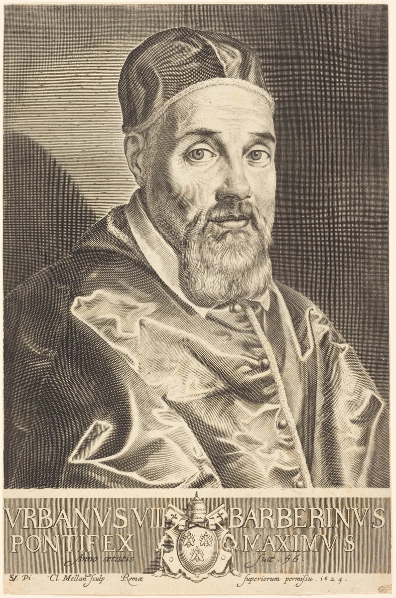 Urban VIII by Claude Mellan, Simon Vouet, print, 1624