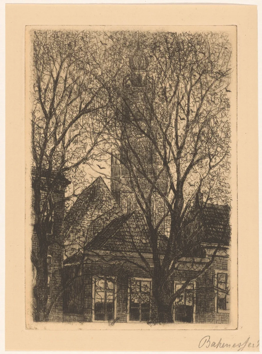 Bakenesserkerk in Haarlem by Cornelia Christina Johanna van Trigt-Hoevenaar, print, 1864-1909