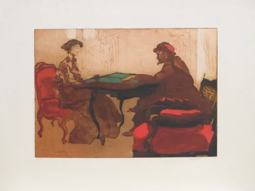 The Game of Backgammon (La Partie de jacquet) by Jacques Villon, print, 1903