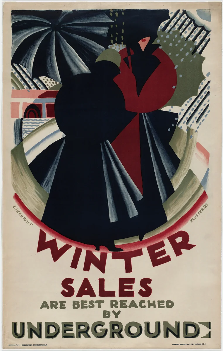 Winter Sales Are Best Reached by Underground by E. McKnight Kauffer, design, 1924