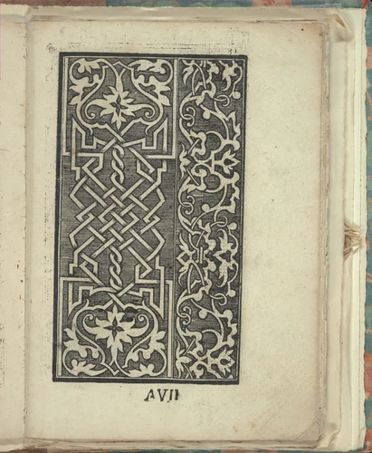 Opera Nova Universali intitulata Corona di racammi, page 7 (recto) by Giovanni Andrea Vavassore, book, 1530