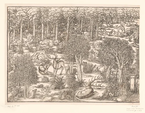 Hertenjacht by anonymous, print, 1571