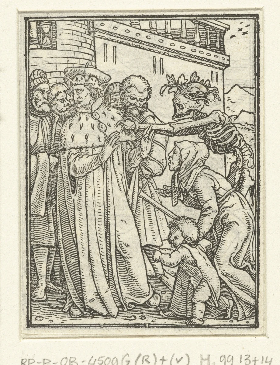 Hertog en de Dood by Hans Holbein, print, 1524-1526