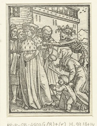 Hertog en de Dood by Hans Holbein, print, 1524-1526