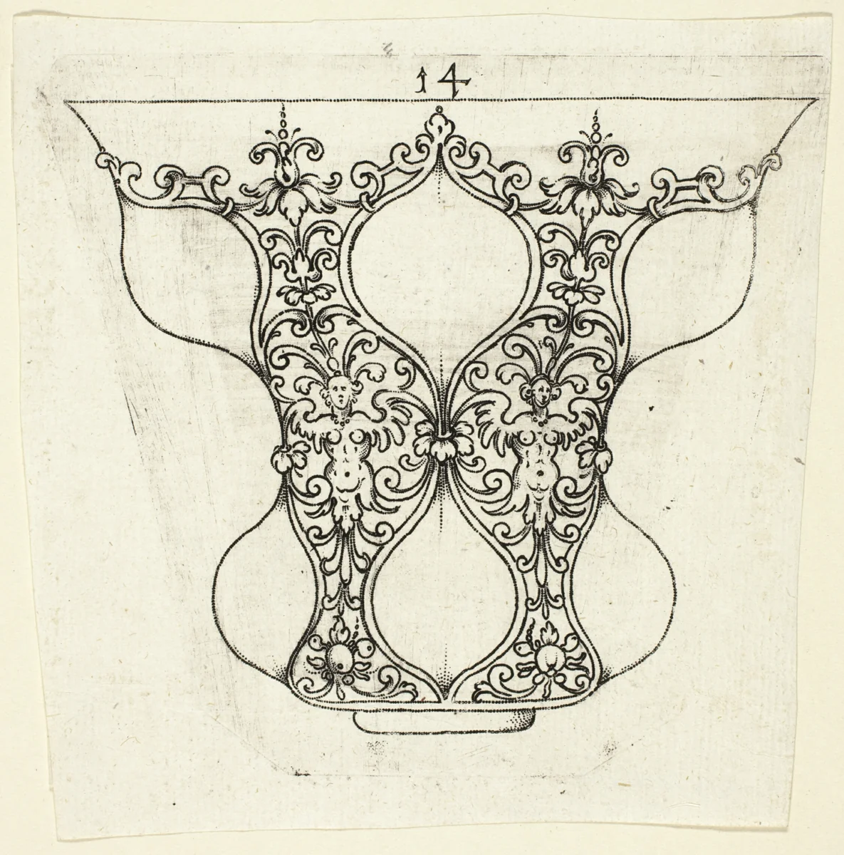 Plate 14, from twenty ornamental designs for goblets and beakers by Master A.P. German, print, 1604