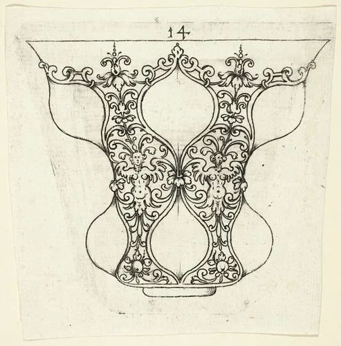 Plate 14, from twenty ornamental designs for goblets and beakers by Master A.P. German, print, 1604
