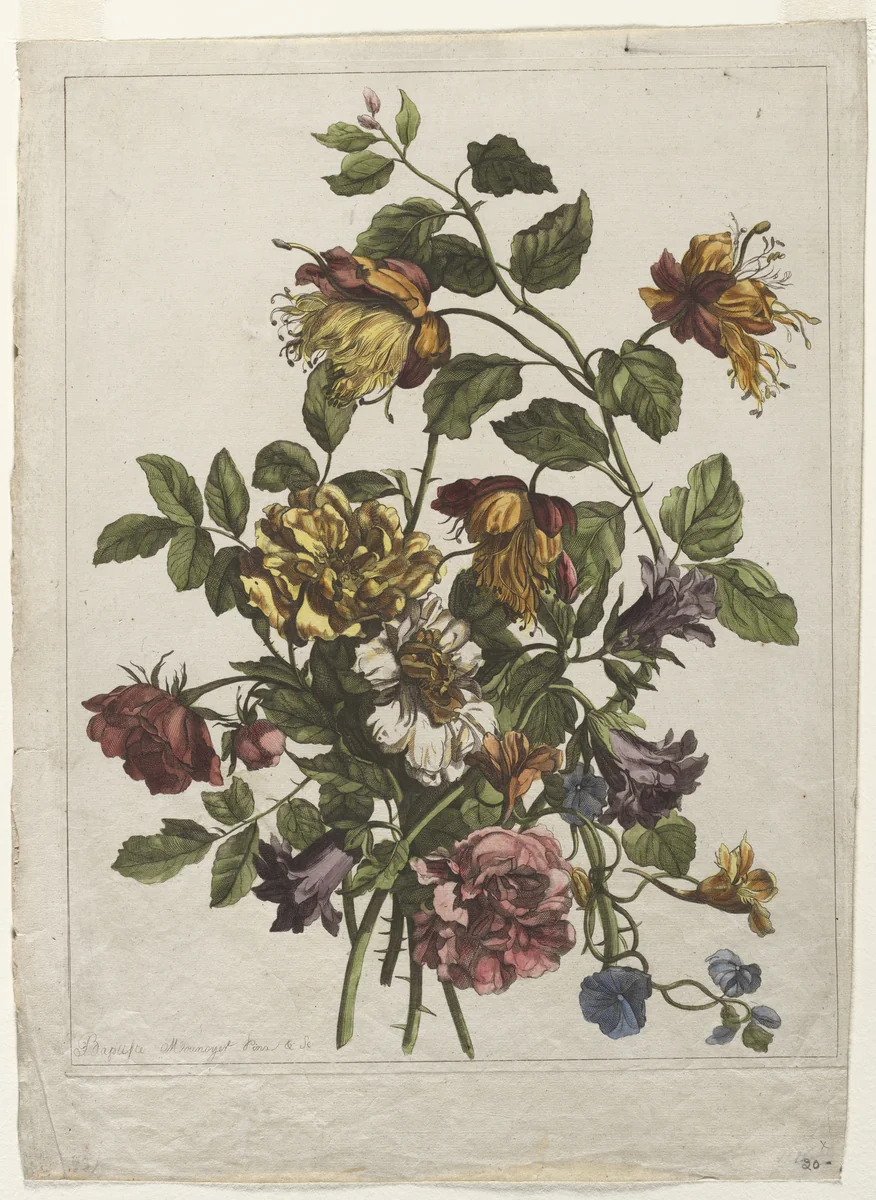 Bouquet by Jean-Baptiste I Monnoyer, print, 1680-1695