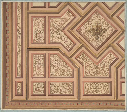 Design for Ceiling, Château de Cangé by Jules-Edmond-Charles Lachaise, drawing, 1850-1900