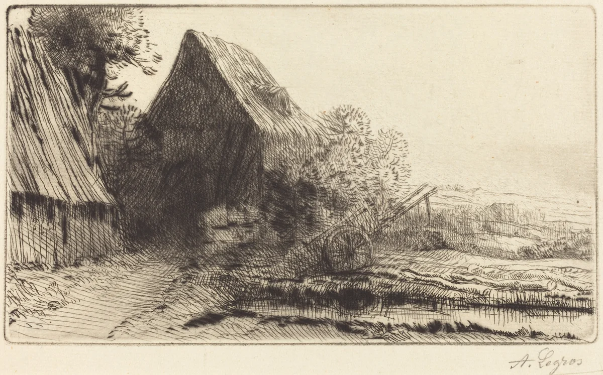 Wheelwright's Home (La maison du charron) by Alphonse Legros, print, 1837-1911