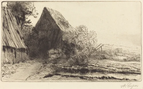 Wheelwright's Home (La maison du charron) by Alphonse Legros, print, 1837-1911