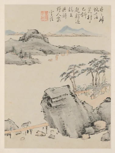 Album of Seasonal Landscapes, Leaf C (previous leaf 6) by Xiao Yuncong, painting, 1668