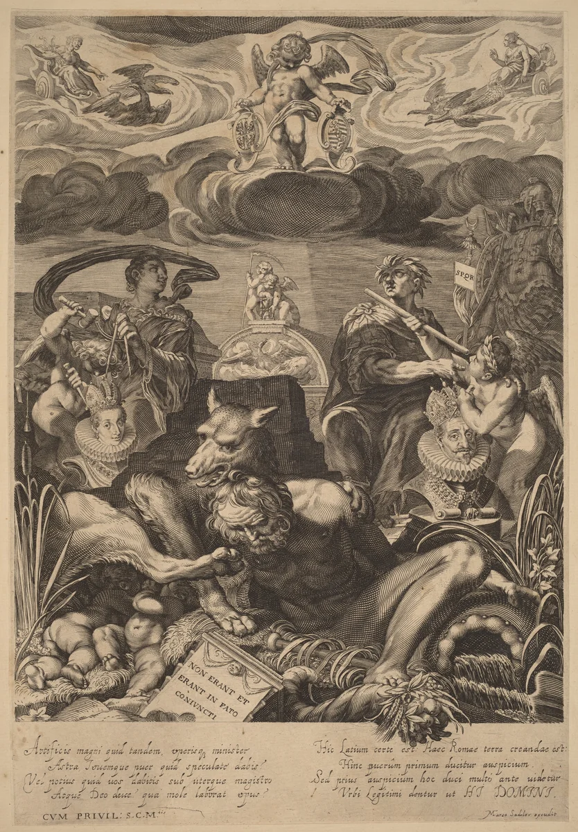 Allegory of the Marriage of Emperor Ferdinand II and Eleanor Gonzaga by Aegidius Sadeler II; Marcus Christoph Sadeler, print, 1570-1629