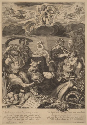 Allegory of the Marriage of Emperor Ferdinand II and Eleanor Gonzaga by Aegidius Sadeler II; Marcus Christoph Sadeler, print, 1570-1629