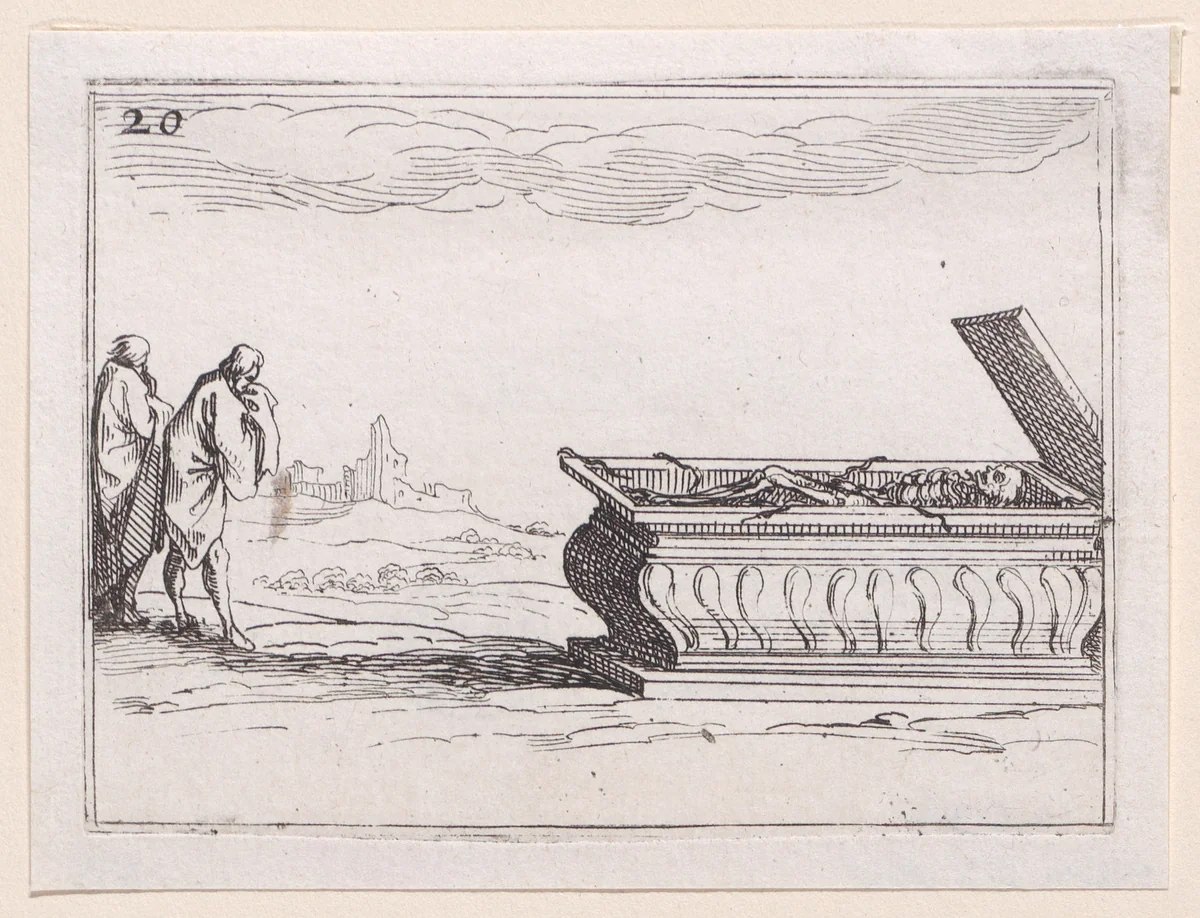 Le Tombeau (The Tomb), plate 20 from "Lux Claustri ou La Lumière du Cloitre" (The Light of the Cloisters) by Jacques Callot, print, 1621-1635