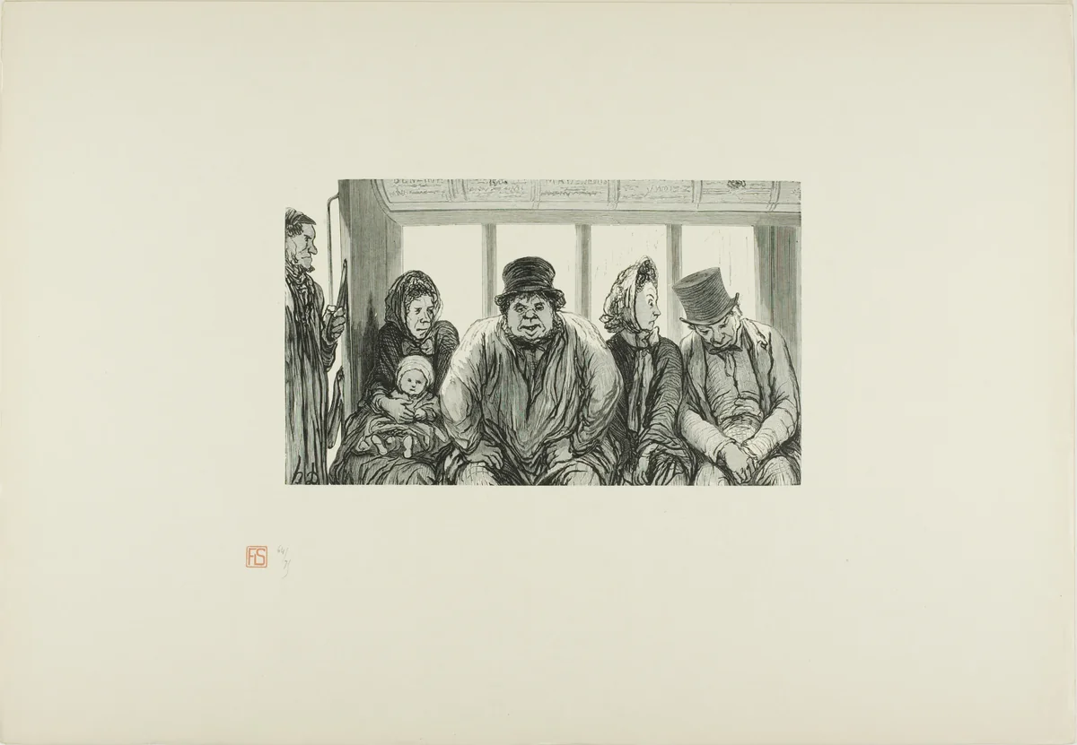 Interior of a Bus by Charles Maurand, print, 1864