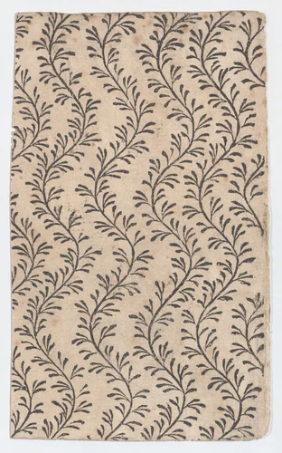 Sheet with overall curved vine pattern by anonymous, print, 1800-1900