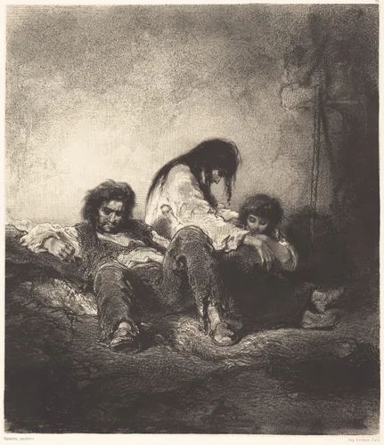 The Poor Family (Une famille pauvre) by Paul Gavarni, print, 1843-1848
