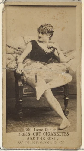 Card Number 369, Irene Duclos, from the Actors and Actresses series (N145-3) issued by Duke Sons & Co. to promote Cross Cut Cigarettes by W. Duke, Sons & Co., photograph, 1880-1889