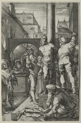 The Passion: The Flagellation by Hendrick Goltzius, print, 1592-1602