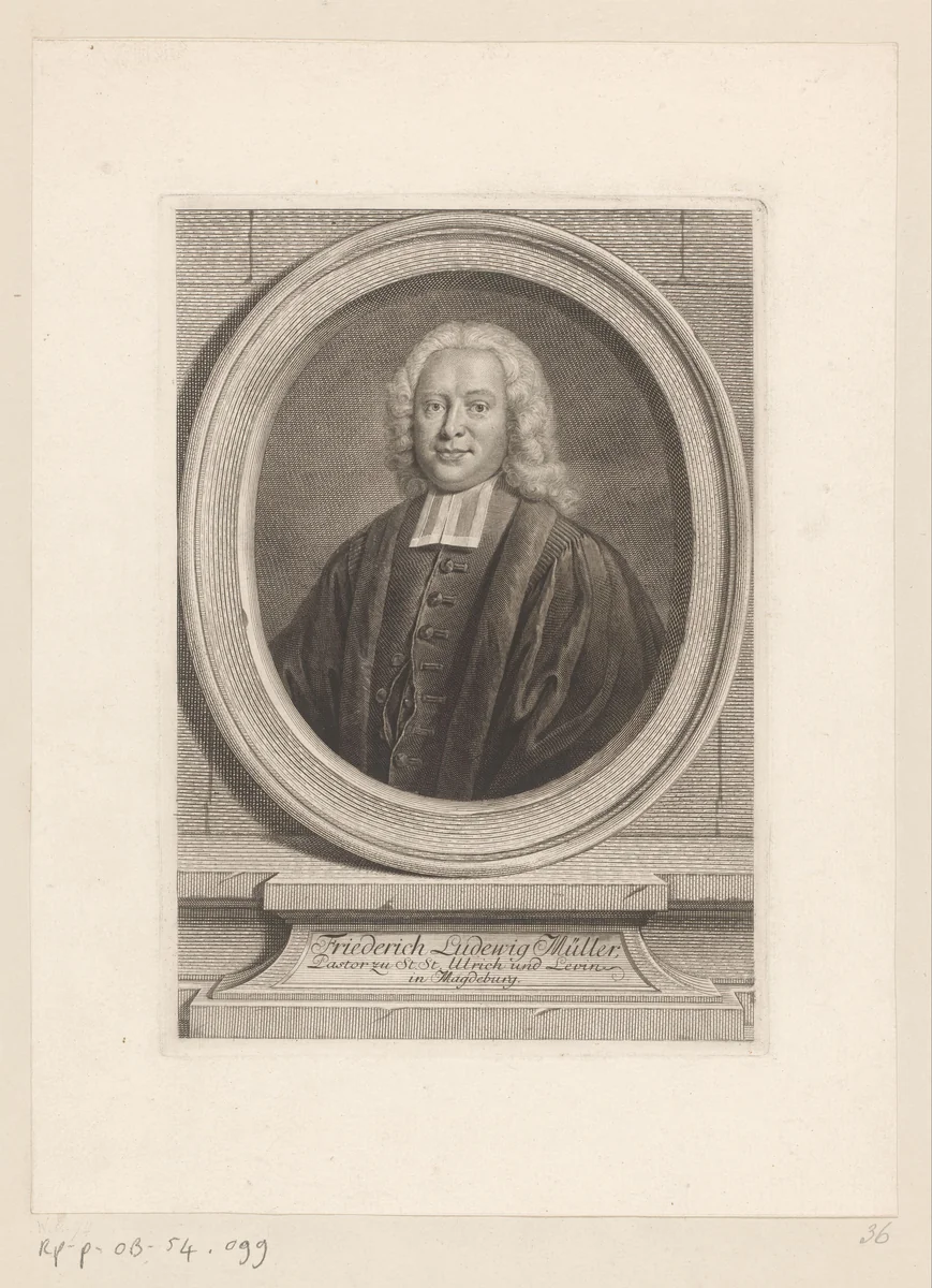 Portret van Friedrich Ludwig Müller by Georg Friedrich Schmidt, print, 1722-1775